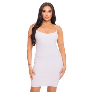 Slickblue Women's White Mini Dress With Cami Straps and Open Back - Rayon Nylon Blend, Size S-L - 1 of 4