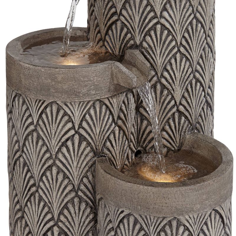 John Timberland Havara Rustic 3-Tier Cascading Columns Outdoor Floor Water Fountain with LED Light 26" for Yard Garden Patio Home Deck, 5 of 11