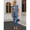 INSPIRE CHIC Women's Oversized Collared Button Down Sleeveless Long Denim Jacket - 3 of 4