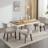 Okak Mid Century Dining Chairs Set of 2, Curved Linen Upholstered Back with Copper Nailheads, Solid Hardwood Frame Accent Chair - 3 of 4