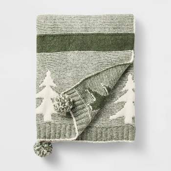 Knit Tree with Tassels Throw Blanket Cream - Threshold™ designed with Studio McGee