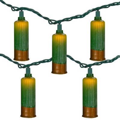 Northlight Set of 10 Green Shotgun Shell Novelty Lights - 7.5 ft Green Wire