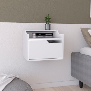 Sapphtopaz Modern Floating Nightstand with Drawer and Open Shelf Night Stand with Wall-Mounted Design Bedside Table for Bedroom, Living Room - 1 of 4