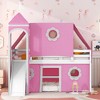 Full Size Loft Bed with Slide Pink Tent and Tower - 2 of 4