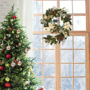 6 Ft Pre-Lit Christmas Garland with Lights for Mantle Table Setting Fireplace, Outdoor Indoor Artificial Garland for Staircase Front Door Porch Home - 1 of 4