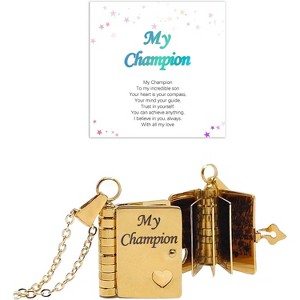 Daughter Love Book Necklace, Laser Engraved Page Pendant Stainless Steel Gift - 1 of 4