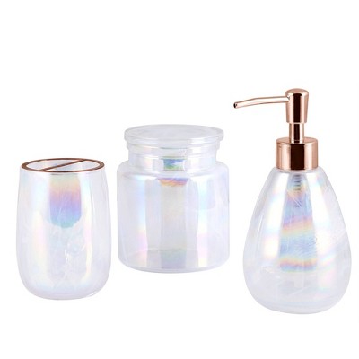 3pc Isabelle Lotion Pump/Toothbrush Holder/Cotton Ball Jar Set - Allure Home Creations