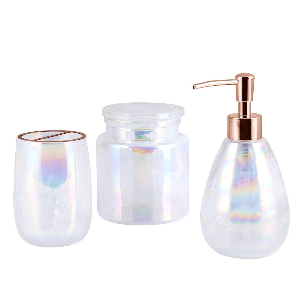 Photos - Other sanitary accessories 3pc Isabelle Lotion Pump/Toothbrush Holder/Cotton Ball Jar Set - Allure Ho