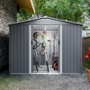Gulches 8x6 FT Outdoor Tool Storage Shed with Metal Foundation & Lockable Doors,  All Weather Metal Sheds for Garden, Patio, Backyard, Lawn, Gray - 2 of 4