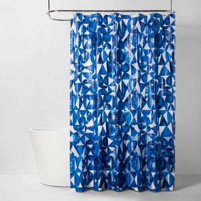 PEVA Shower Curtain Geometric Blue - Room Essentials™