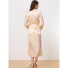 cheibear Women's Satin Solid Robe Lace Trim Long Sleeve Bridesmaid Gown Bathrobe - 3 of 4