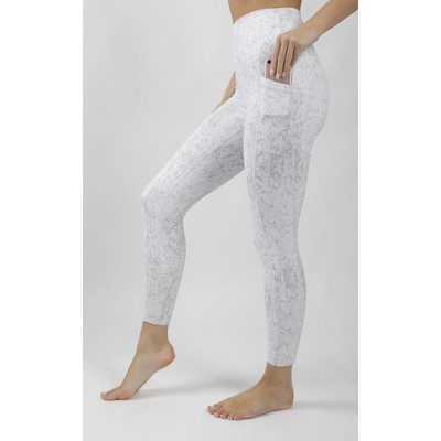 Yogalicious - Women's Nude Tech Water Droplet High Waist Side Pocket Ankle Legging