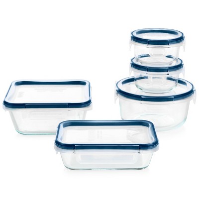 Pyrex 10pc Freshlock Microban Glass Food Storage Set: Clear Glass Containers, Dishwasher & Microwave Safe, 2-Year Warranty