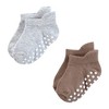 Touched by Nature Unisex Organic Cotton Socks with Non-Skid Gripper for Fall Resistance, Beige Neutral - 3 of 4