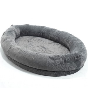 Bencmate Pet Bed Human Size Memory Foam Dog Bed with Storage Pocket Plush Cover Non Slip Bottom Large Size, Dark Gray, 35.43"*18.11"*14.96" - 1 of 4