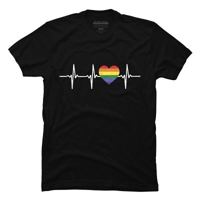Adult Design By Humans Heartbeat Rainbow Heart Pride By KangThien T-Shirt