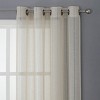 Kate Aurora 2 Piece Metallic Shimmer Chic Striped Flax Styled Sheer Grommet Top Curtains - 2 of 4