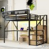 Racxily Loft Bed with Desk and Charging Station, Metal Loft Bed with Stairs and Light for Kids Teens - 2 of 4