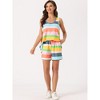 cheibear Women's Rainbow Stripe Tank Tops with Shorts Pajama Sets with Pockets - image 2 of 4