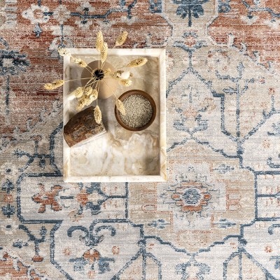 Reversible Orange Medallion 4' x 6' Synthetic Area Rug