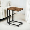 C Shaped End Table TV Tray End Table, C Shaped TV Tray With Metal Frame Rolling Casters TV Tables For Living Room For Eating Bed Table Tray - 4 of 4