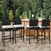 Rattan Bar Chair, Bar Stool with Cushions, Kitchen Barstool, Patio Wicker Chair Height Stool Set, Home Bar Seating for Indoor Outdoor, Backyard - 3 of 4