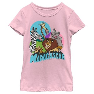 Girl's Madagascar Colorful Geometric Group Shot T-Shirt - 1 of 4