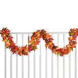 Collections Etc 9-Ft Lighted Fall Maple Leaf Garland with Timer