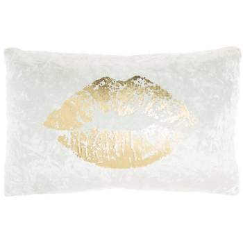 12"x18" Luminescence Metallic Lips Lumbar Throw Pillow Gold - Mina Victory