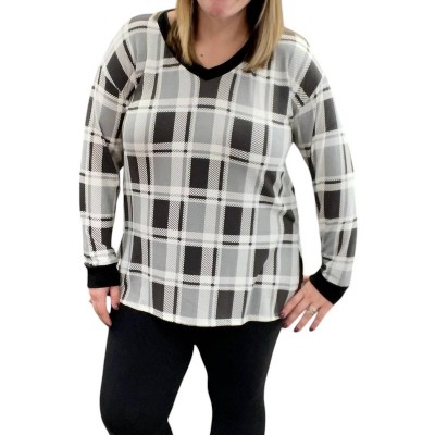 Women's Plaid Long Sleeve Tee - honeyme