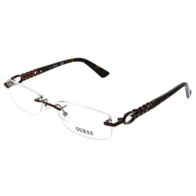 Guess GU 2557 049 Unisex Rimless Eyeglasses Brown 53mm