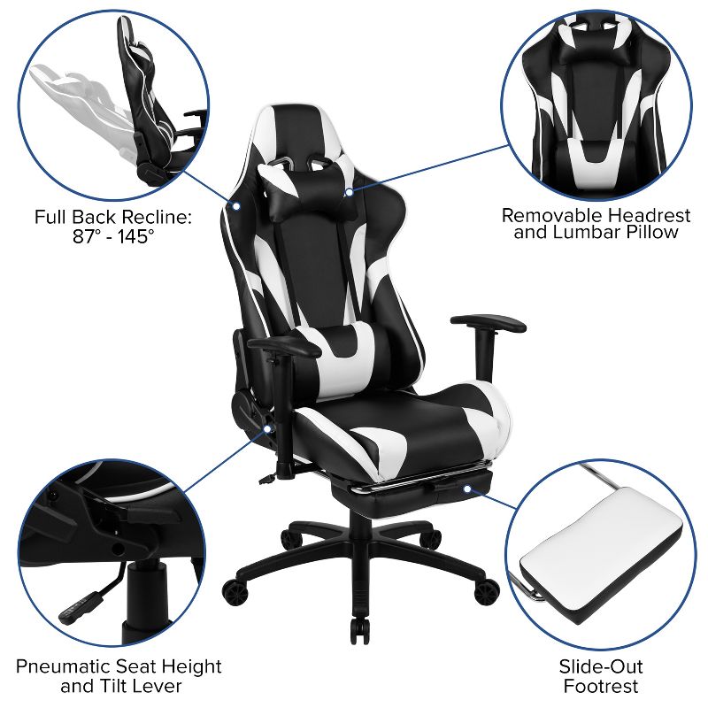 Flash Furniture Gaming Desk and Footrest Reclining Gaming Chair Set with Cup Holder and Headphone Hook, 5 of 13