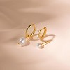 3 Pairs Small Gold Hoop Earring, 14K Gold Plated Earring Stacks Butterfly Heart Star Moon Bow Four Leaf Rhombus Round CZ Pearl - 4 of 4