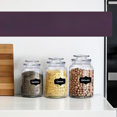 Clear Lead-Free Glass Cylindrical Canisters Set with Screw Top Lids