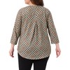 Agnes Orinda Women's Plus Size Plaid V Neck 3/4 Sleeve Flowy Casual Tunic Blouses - 4 of 4