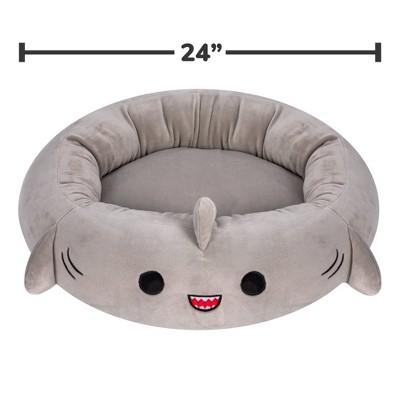 Gordon Shark Gray Plush Pet Bolster Bed, Medium
