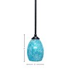 Toltec Lighting Zilo 1 - Light Pendant in  Matte Black with 5" Turquoise Fusion Shade - 2 of 2