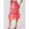 INSPIRE CHIC Women's Chiffon Elastic Waist Ruffle Tiered Flowy Midi Floral Printed Skirts - 4 of 4