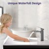PAGED Waterfal Bathroom Faucets Single Handle Bathroom Sink Faucet Modern Vanity Basin Faucet with Deck Plate & Overflow Pop Up Drain - 4 of 4