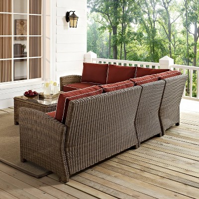 Bradenton 6-Person Red Wicker Outdoor Sectional Set