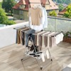 Tangkula Clothes Drying Rack Stainless Steel Gullwing Style Rack with 6-Level Adjustable Height High Hanger Design Side Clips - 3 of 4