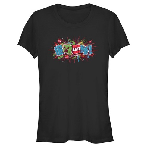 Juniors Womens Minecraft Creeper Boom Colorful T-Shirt - image 1 of 4