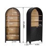 Arched Accent Storage Cabinet with Doors and Shelves, Modern Display Bookshelf with Hidden Storage for Living Room or Office - Panipeachy - 4 of 4