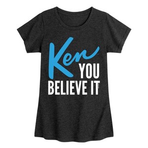 Girls' - Barbie - Ken You Believe It Fitted Short Sleeve Graphic T-Shirt - 1 of 4