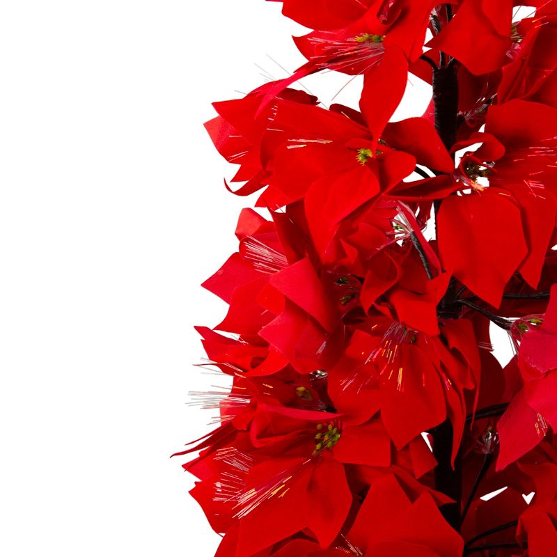 Northlight 4' Prelit Artificial Christmas Tree Fiber Optic Color Changing Red Poinsettia, 4 of 6
