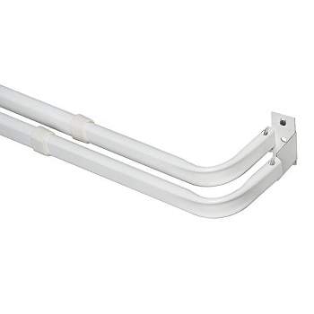 Kenney Adjustable Basic Double Curtain Rod, 48-86 inches, White
