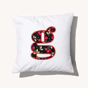 Personalization Mall Cherry Pop Initial Embroidered Applique Throw Pillow - 1 of 4