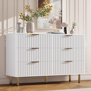Fluted Dresser for Bedroom,Modern Chest of Drawers with Deep Drawers, Large Double Dresser TV Stand, Wooden Organizer for Living Room - 1 of 4