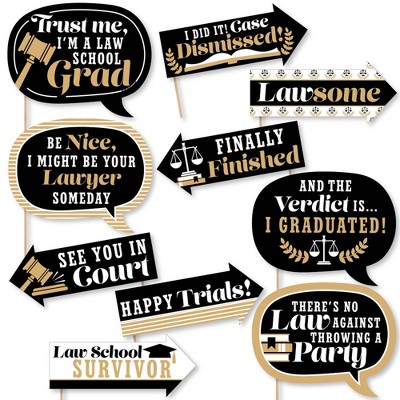 Big Dot of Happiness Funny Law School Grad - Future Lawyer Graduation Party Photo Booth Props Kit - 10 Piece