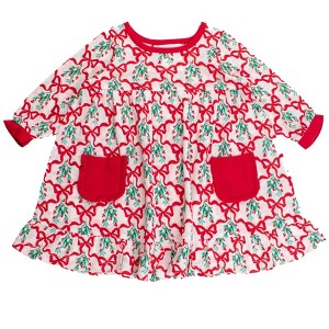 RuffleButts Girls Holiday Ruffle Pocket Pajama Night Gown - 1 of 2
